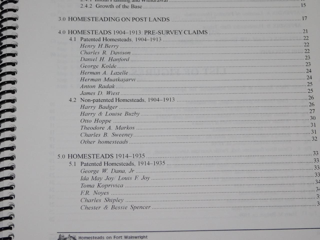 Homesteads on Fort Wainwright Alaska History 1904-1940 Pioneer Family Name Cabin