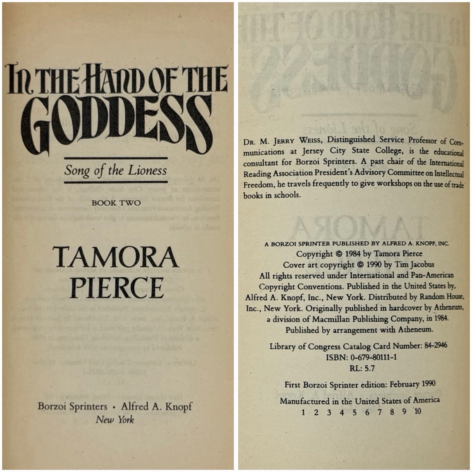 Song of the Lioness 1-4 – Tamora Pierce (mmpb set, 1st prints) Borzoi, 1989-1990