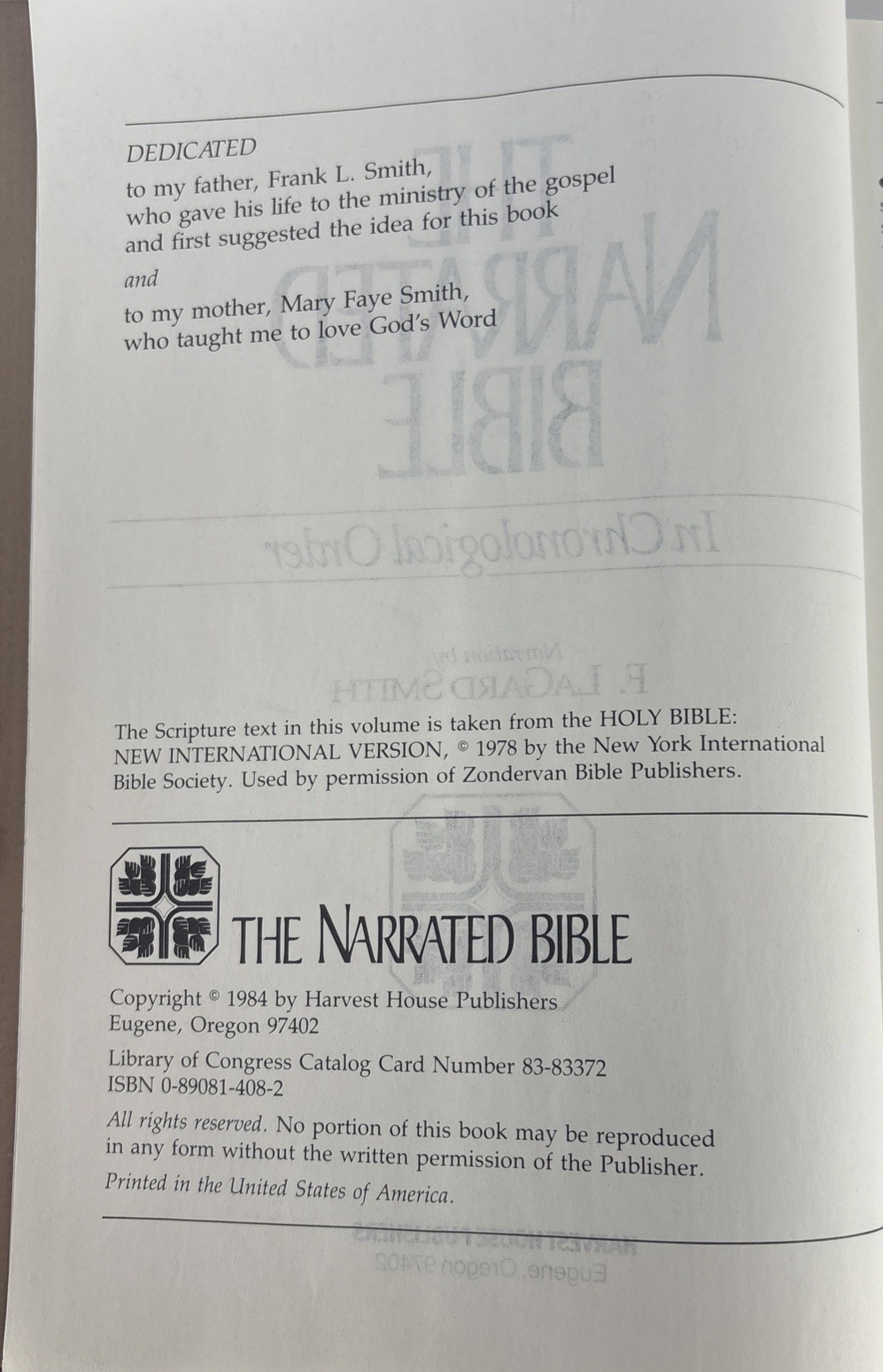 Narrated Bible by F. LaGard Smith (1984, Hardcover)