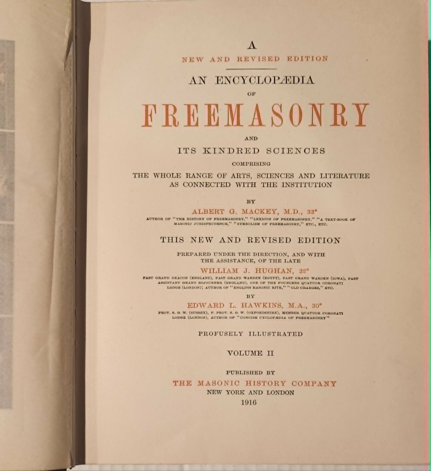 RARE ANTIQUE 1916 Encyclopedia of Freemasonry Albert Mackey 2 Vol. Set Embossed