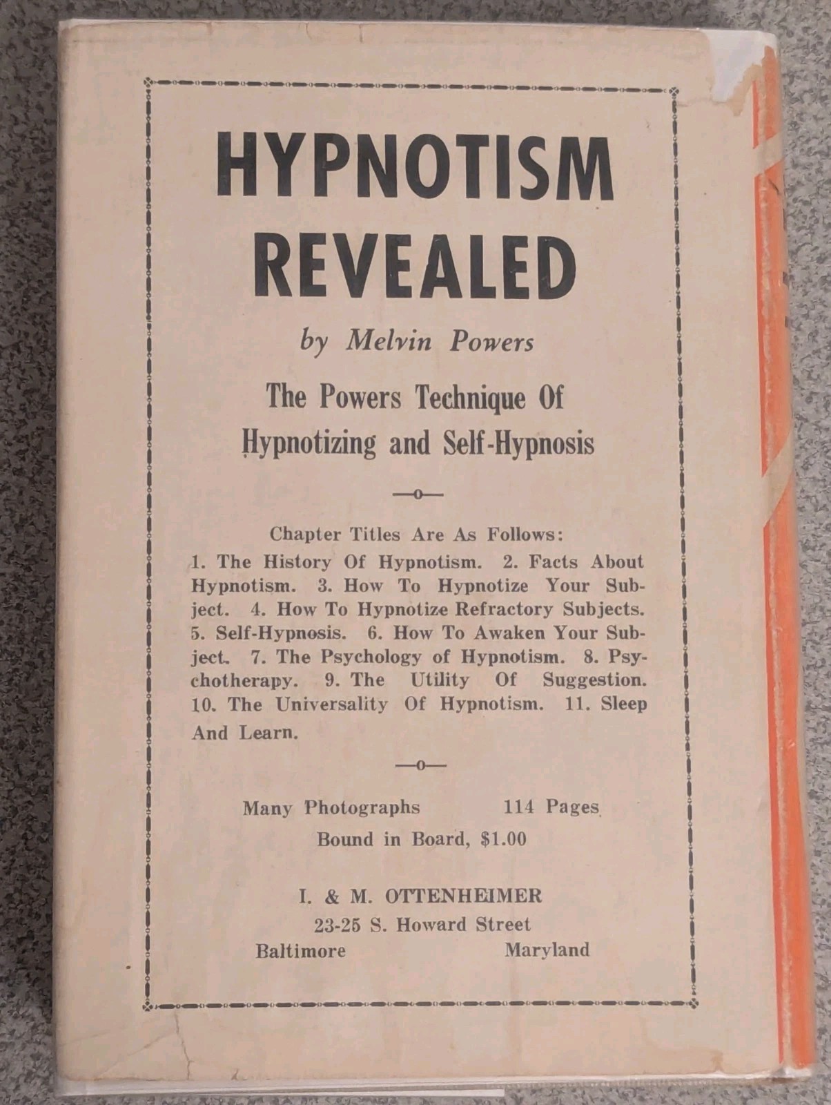 The Science of Hypnotism from Compilation L. E. Young 1953 Revised Melvin Powers