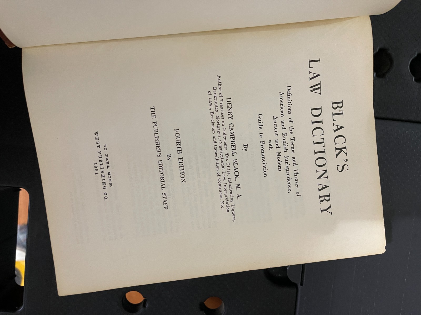 Black’s Law Dictionary De Luxe Indexed Tabbed Fourth 4th Edition 1951