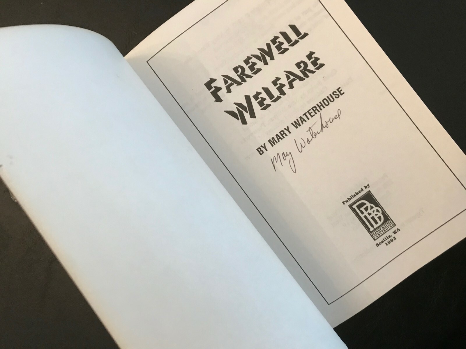 Farewell Welfare Mary Waterhouse Signed 1992 African American Memoir Whoopi