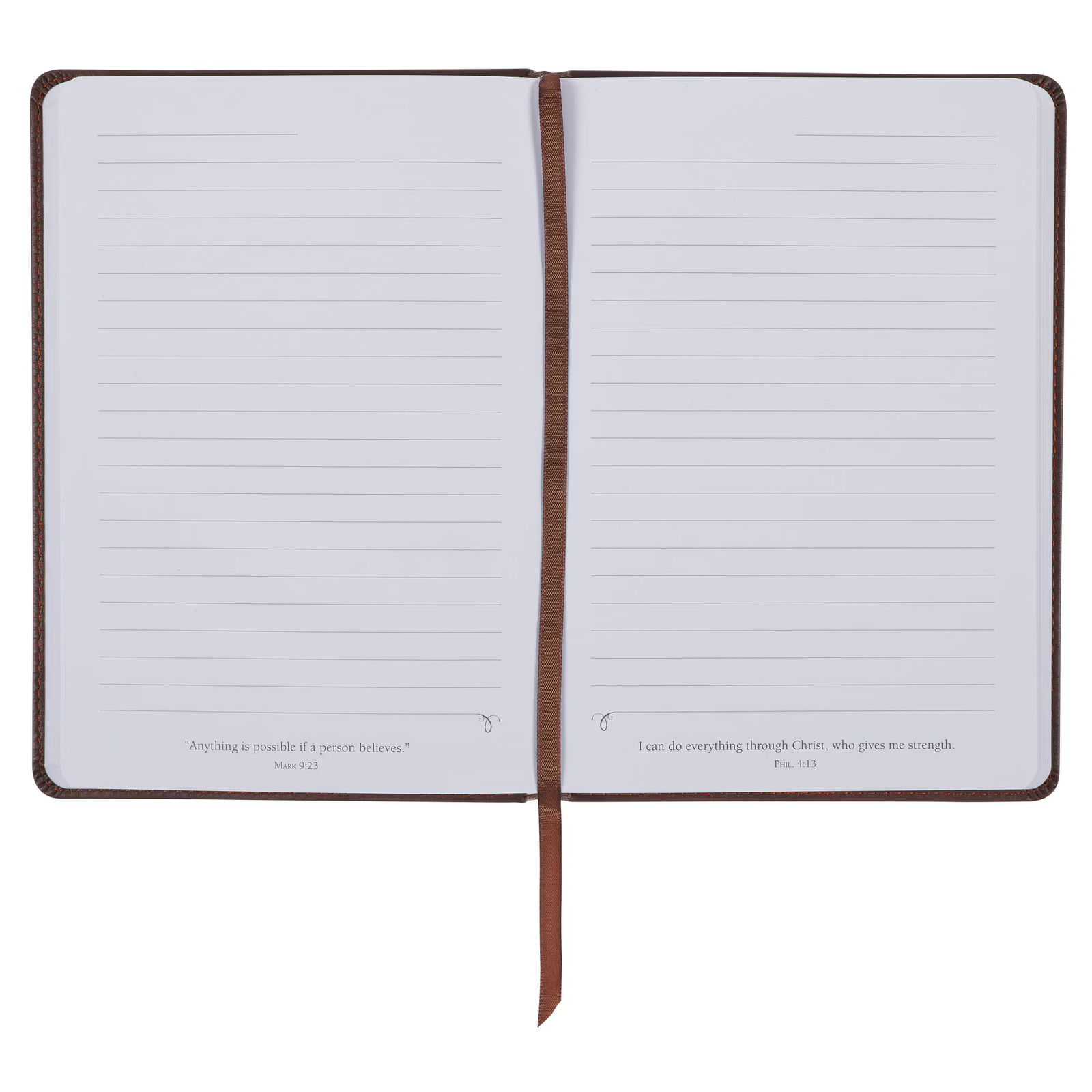 Brown Vegan Leather Journal, Inspirational Men’s Notebook Lion Strength &