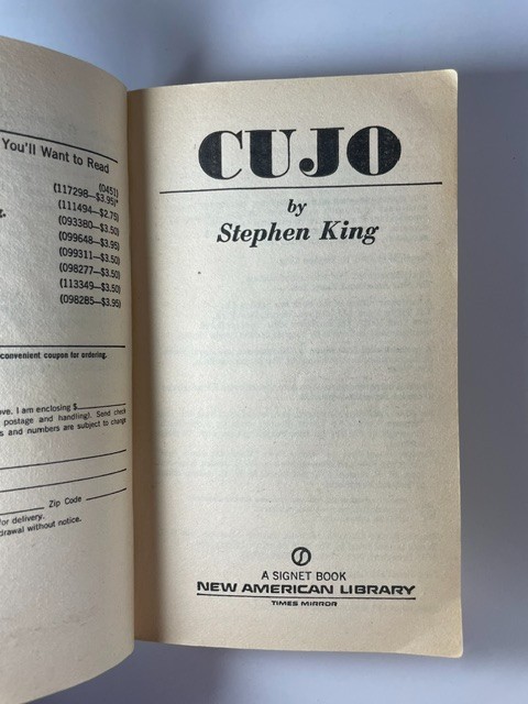 Vintage 1982 Stephen King Cujo PB 1st Signet Printing Horror Novel VG