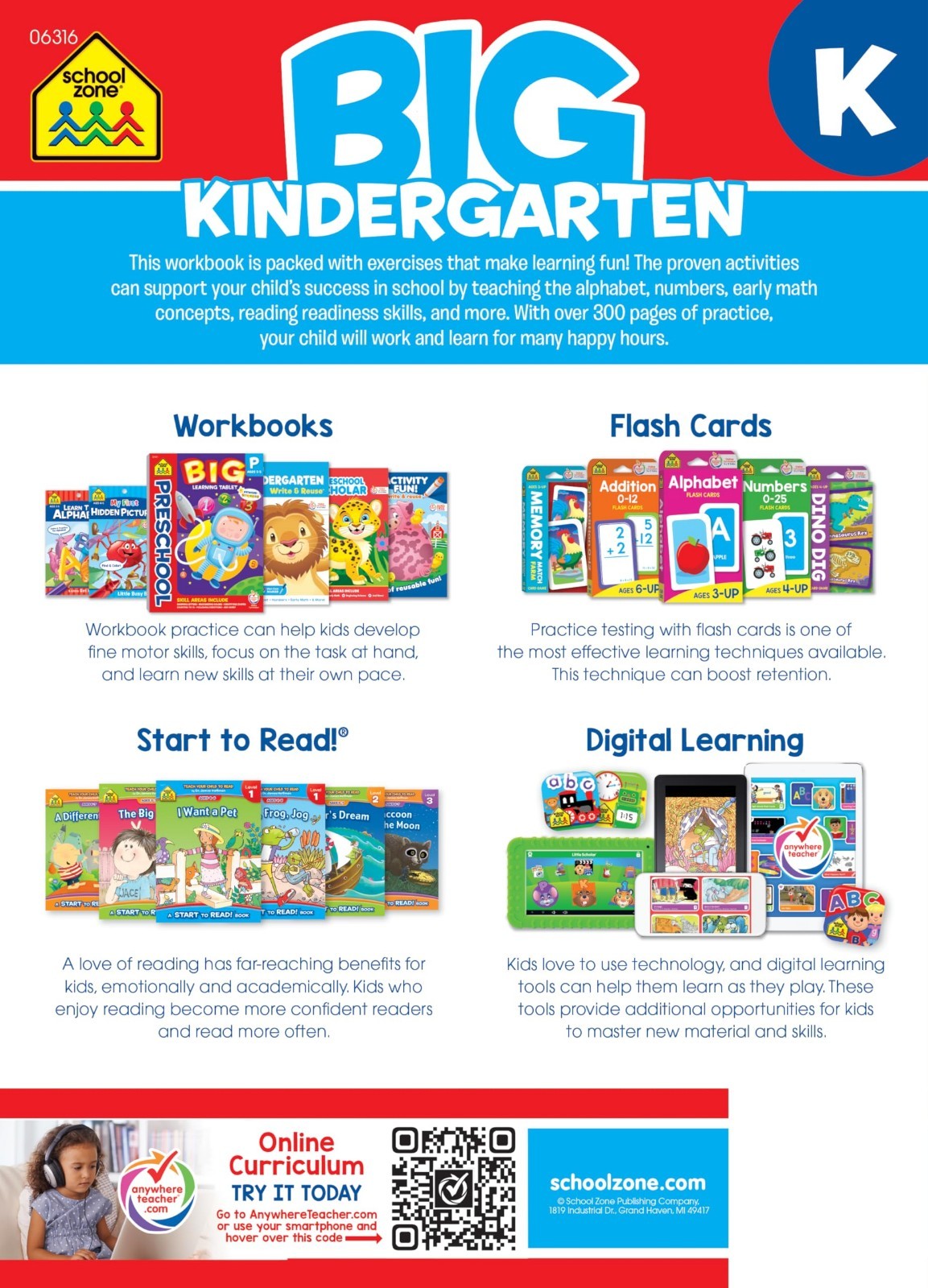 Big Kindergarten Workbook 320 Pages – Early Reading, Writing, Math 0-20, Ages 5-