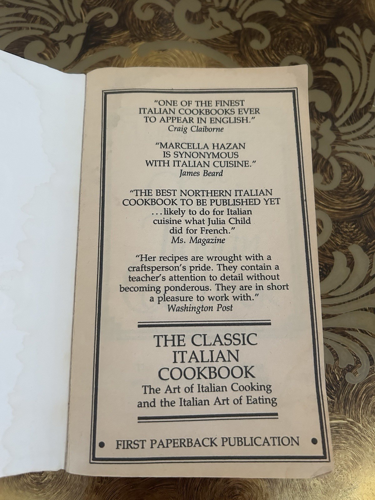 The Classic Italian Cookbook, Marcella Hazan, Paperback Vtg