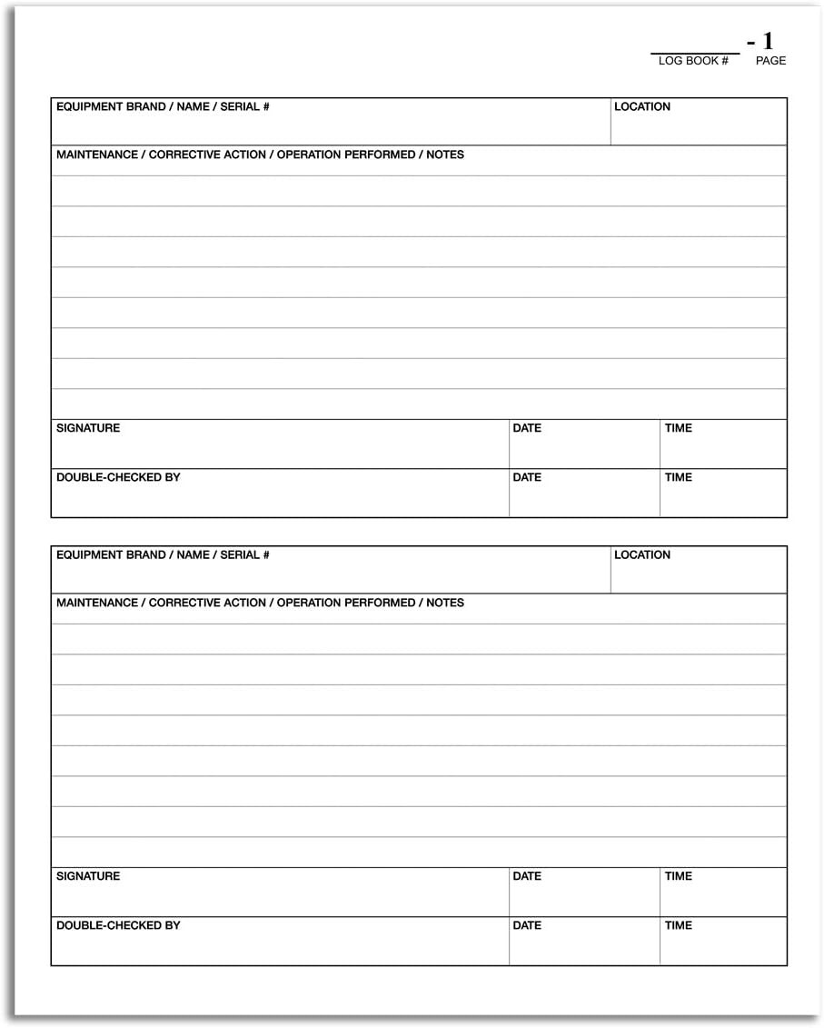 Maintenance Log Book – 120 Pages, 8” x 10”, Red Imitation Leather Cover, Se…