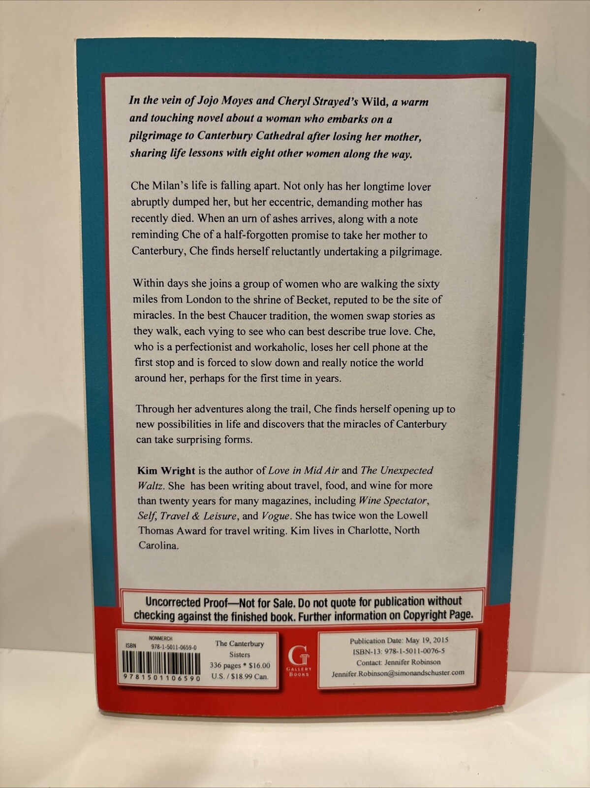 Uncorrected Proof The Canterbury Sisters by Kim Wright (2015, Trade Paperback)
