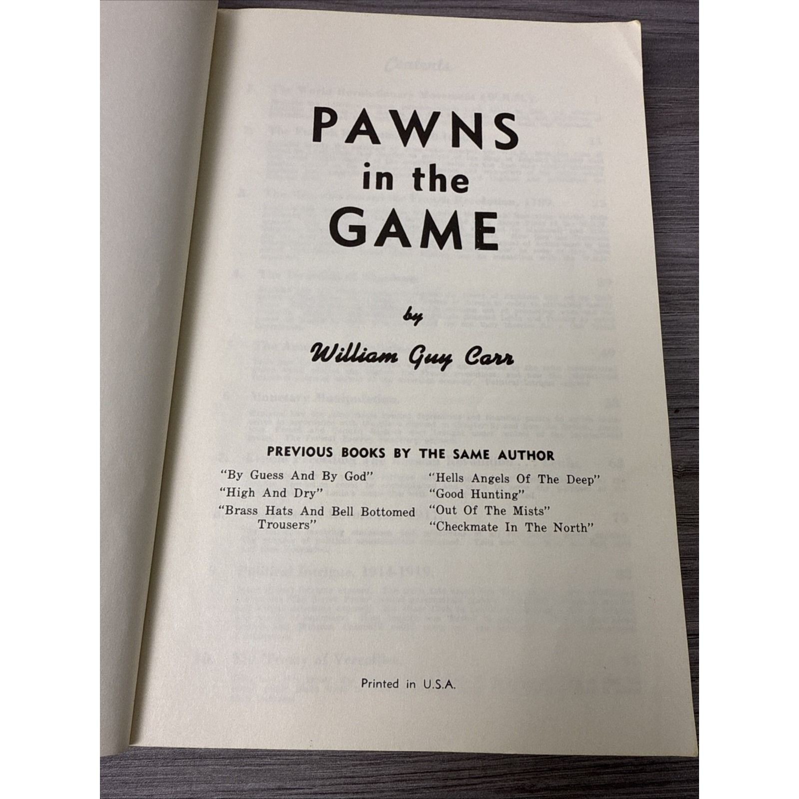 “Pawns In The Game” by William Guy Carr 1958 Rare Book Paperback