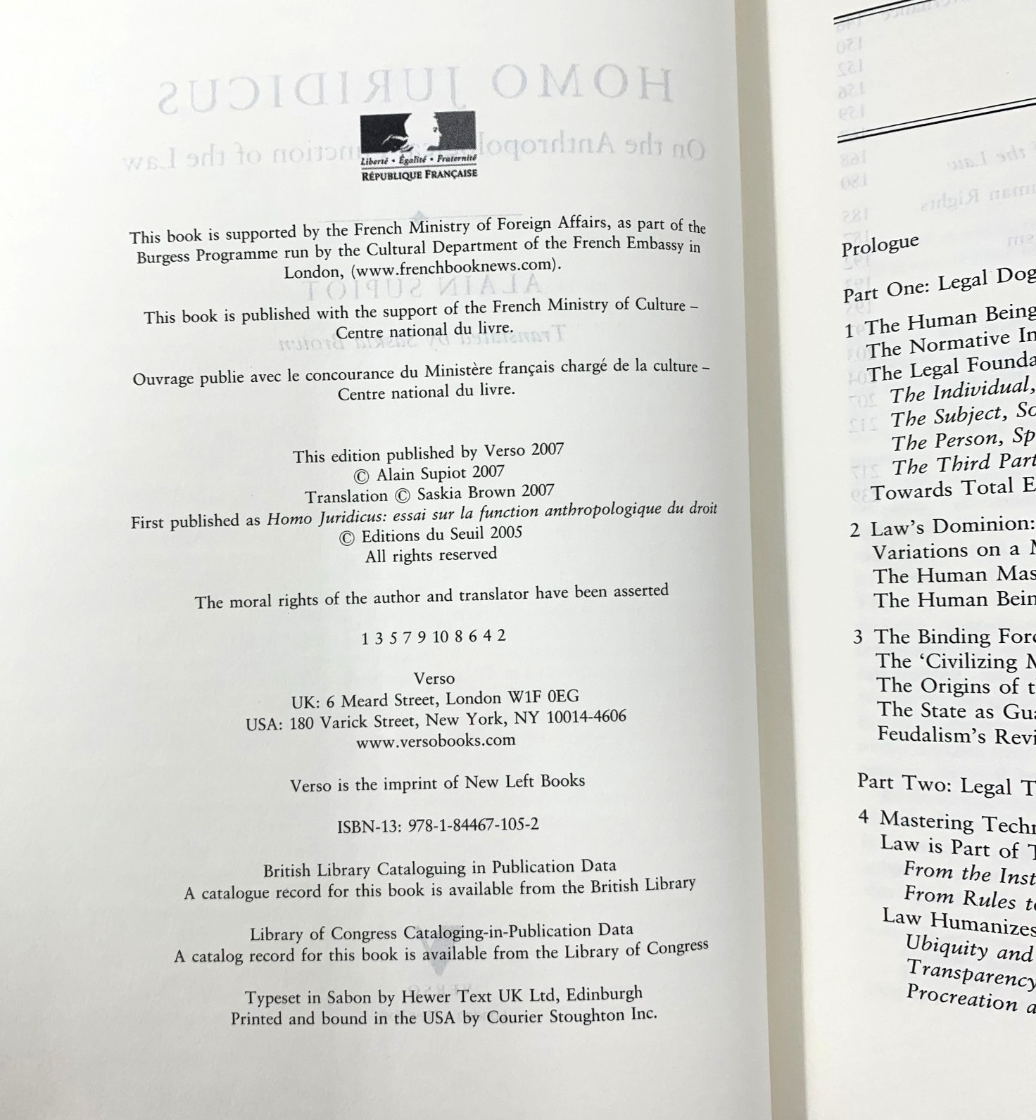 Homo Juridicus – On the Anthropological Function of the Law – by Alain Supiot HC