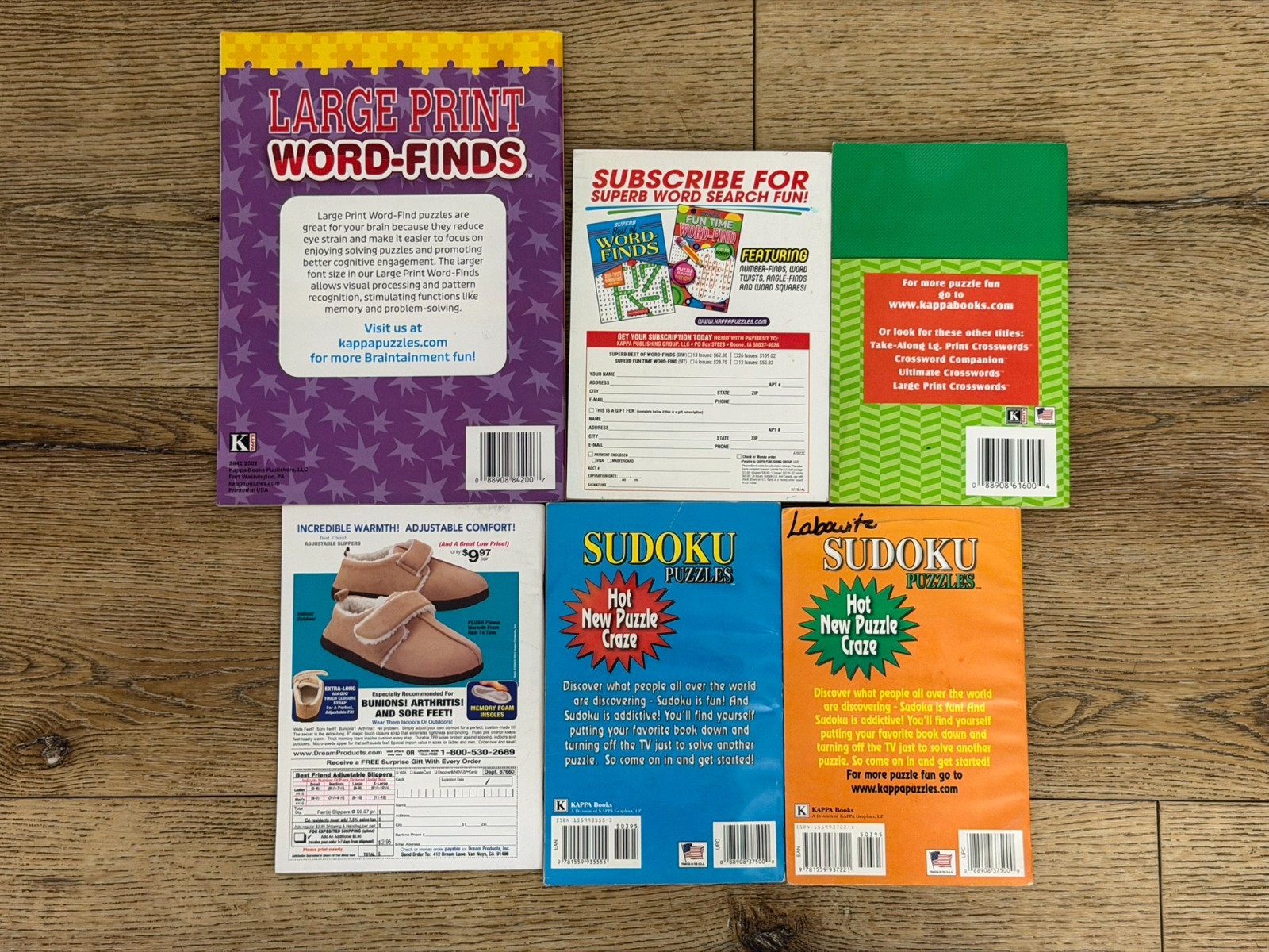Puzzle Book Lot 6 Large Print Word Find Sudoku Crossword Kappa Puzzles