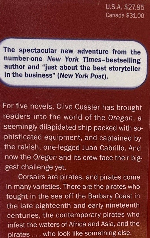 Signed x2 Corsair Clive Cussler Jack Du Brul 2009 HCDJ Putnam Books Very Good