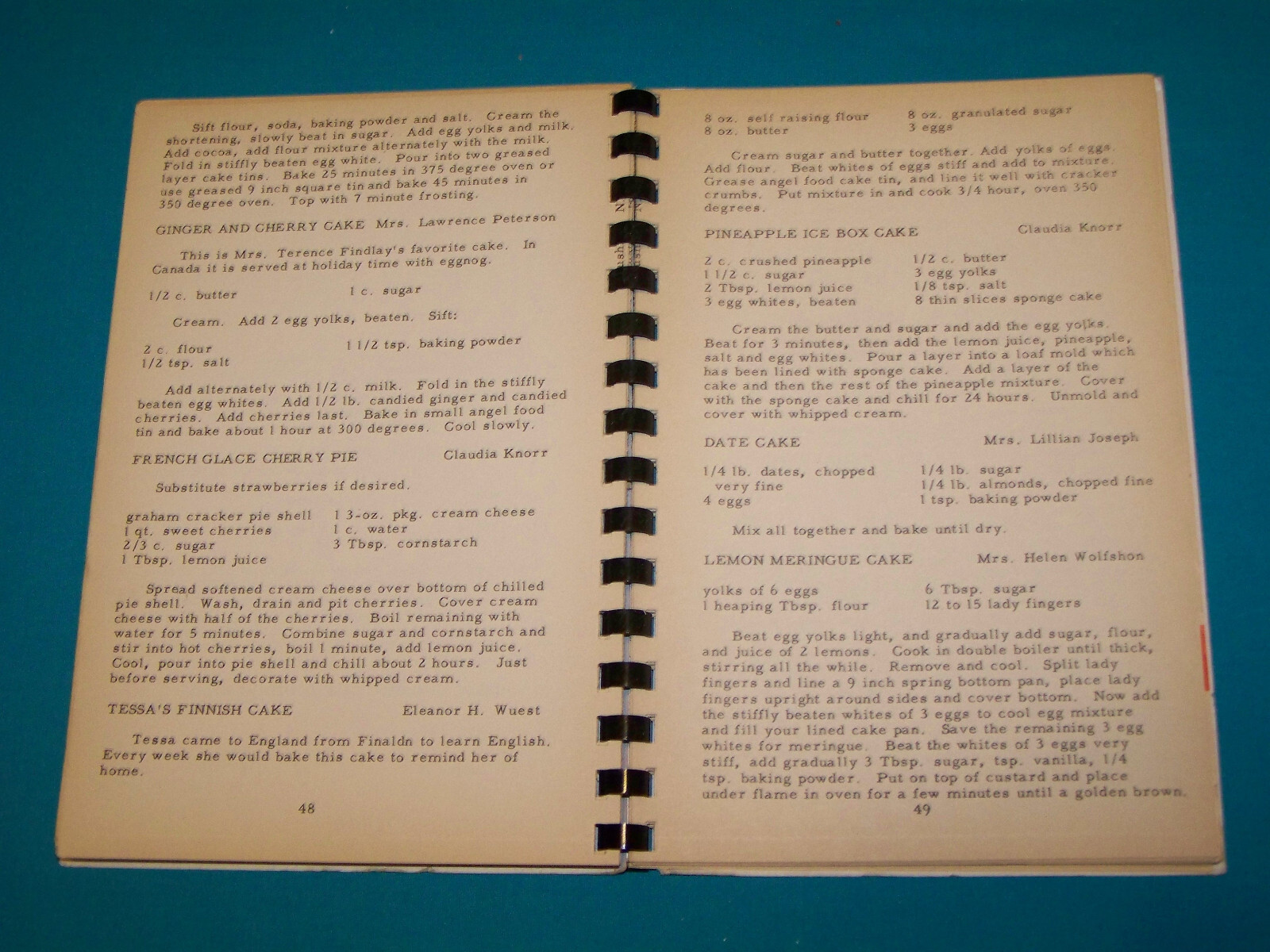 1957 Round Table Club Cook Book Flushing, Queens, New York NY