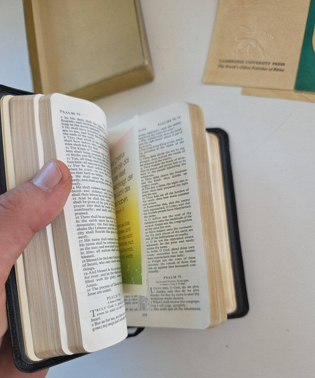 Vintage Cambridge Crystal Bible KJV Compact Superfine Black Morocco Leather