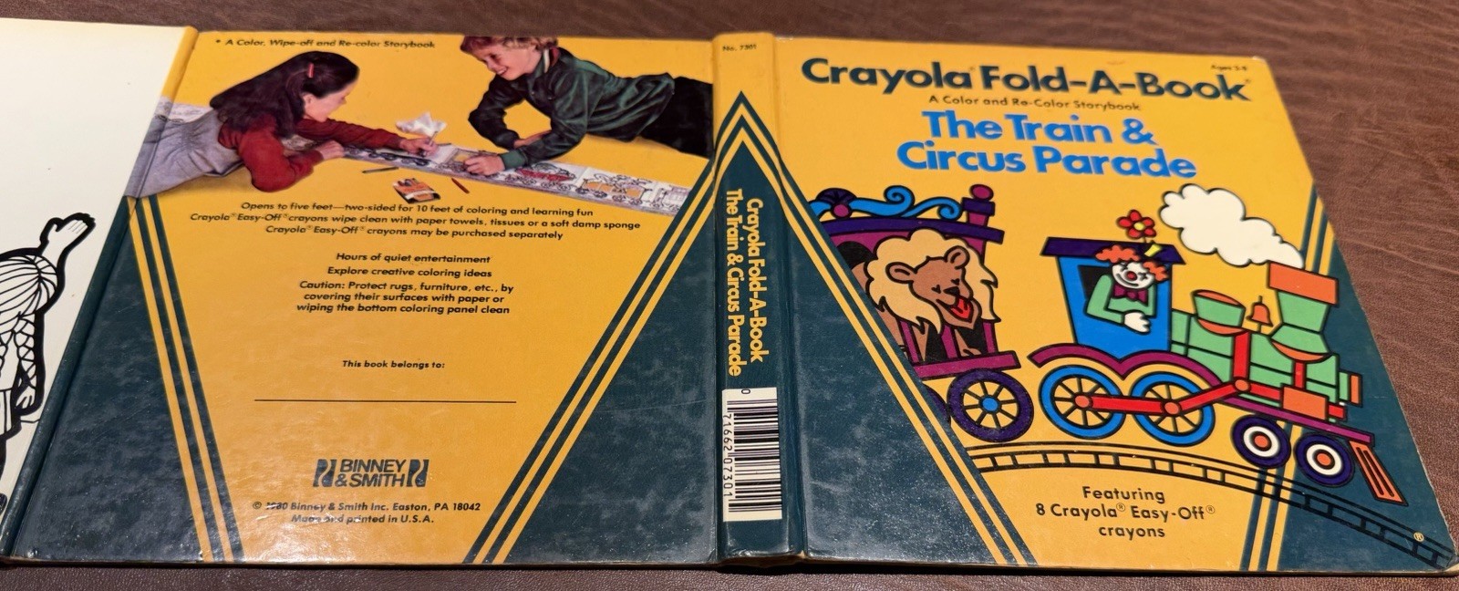 1980 Crayola Fold-A-Book Color & Re-Color Storybook…Train&Circus Parade #7301(C)