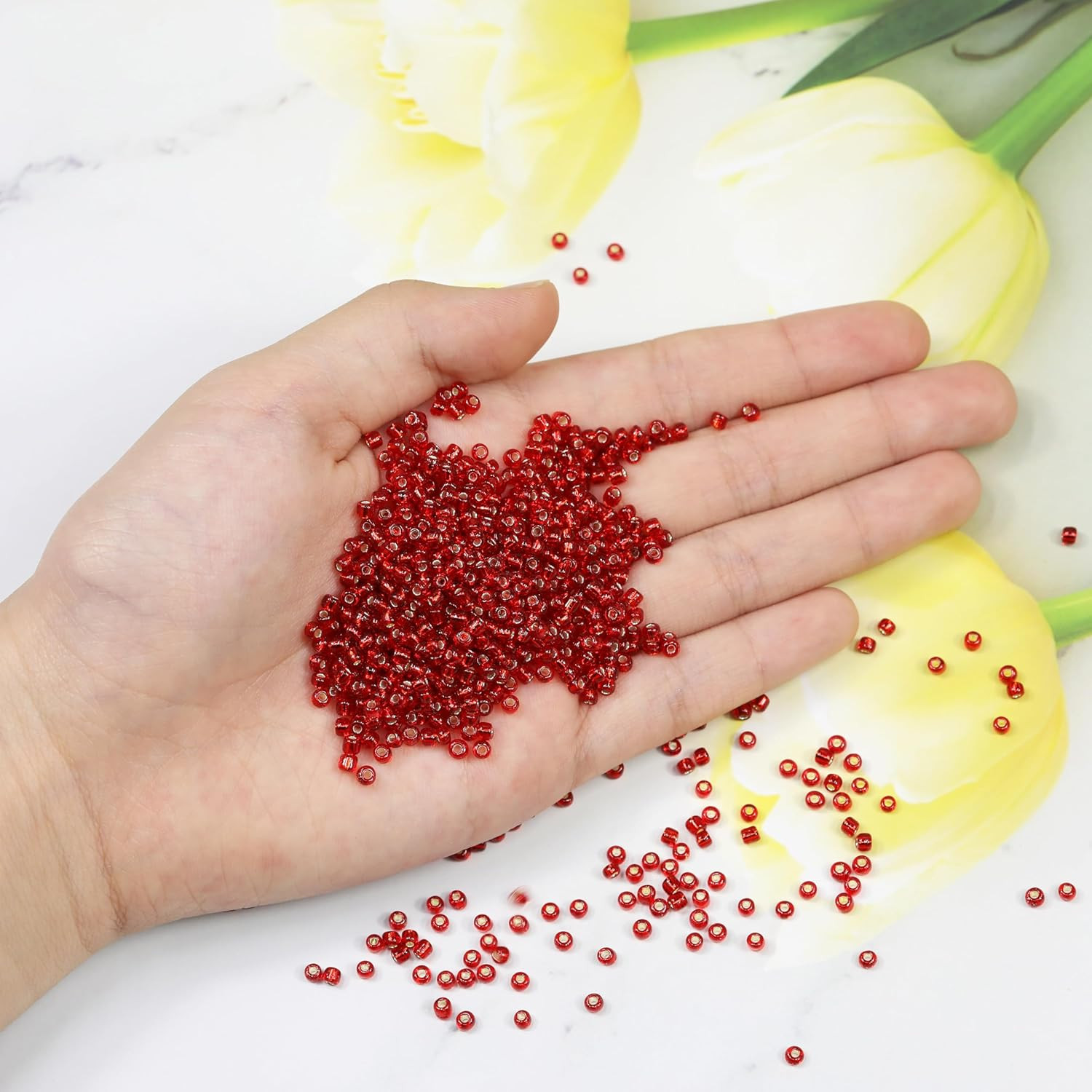 Red Sliver Lined Color Size 3mm Seed Beads About 3600pcs/100Grams in Bag, 8/0 Gl