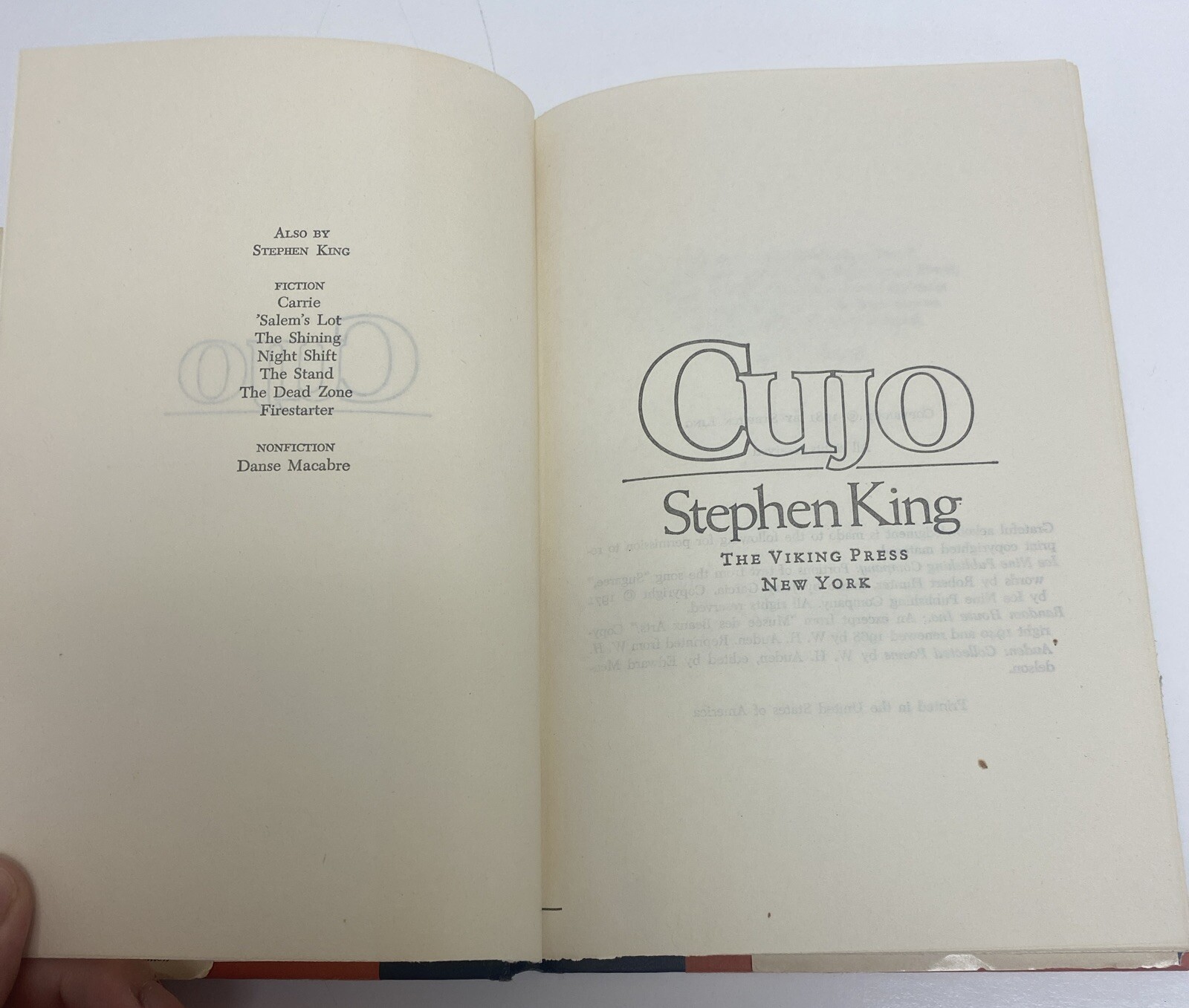 Cujo by Stephen King (1981, Hardcover)BCE Viking Press