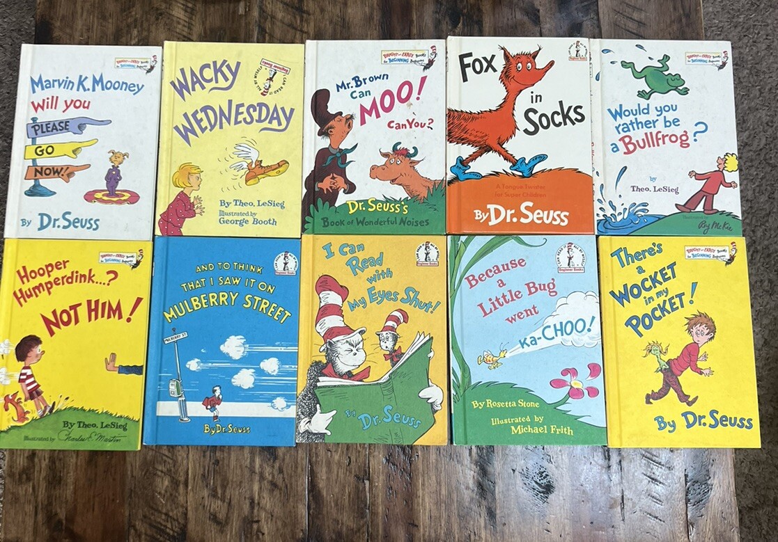 Dr. Suess Vintage 10 Beginner Books Mulberry Street Mr brown moo Fox In Socks