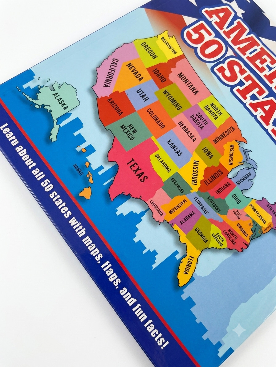 America’s 50 States Trivia Book – Illustrated Geography & Fun Facts, 24 Pages