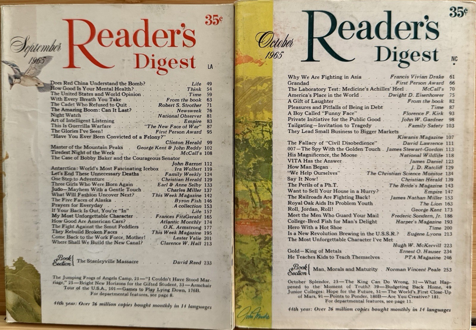 1965 September October Vintage Classics READER’S DIGEST MAGAZINE History Shorts