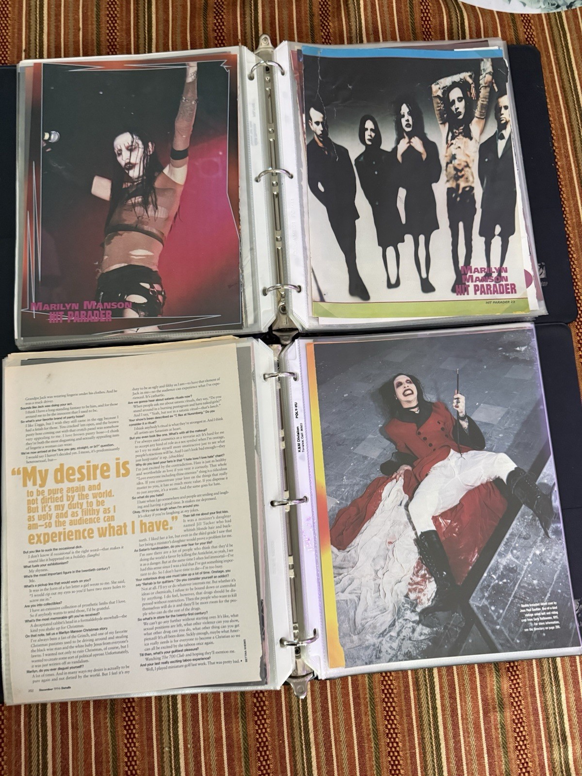 Marilyn Manson Lot Of 2 Binders Full Of 95-97 Magazine Articles 125 Pages