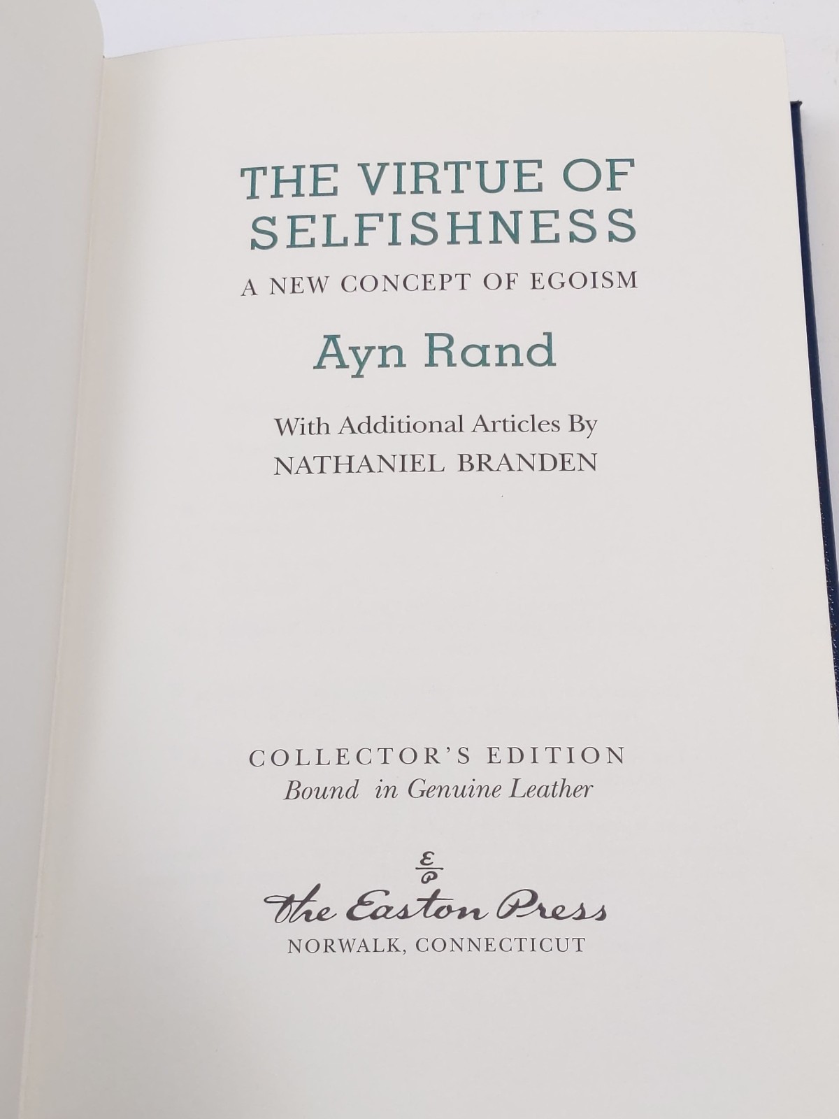Easton Press The Virtue of Selfishness by Ayn Rand Collector’s Edition 1964