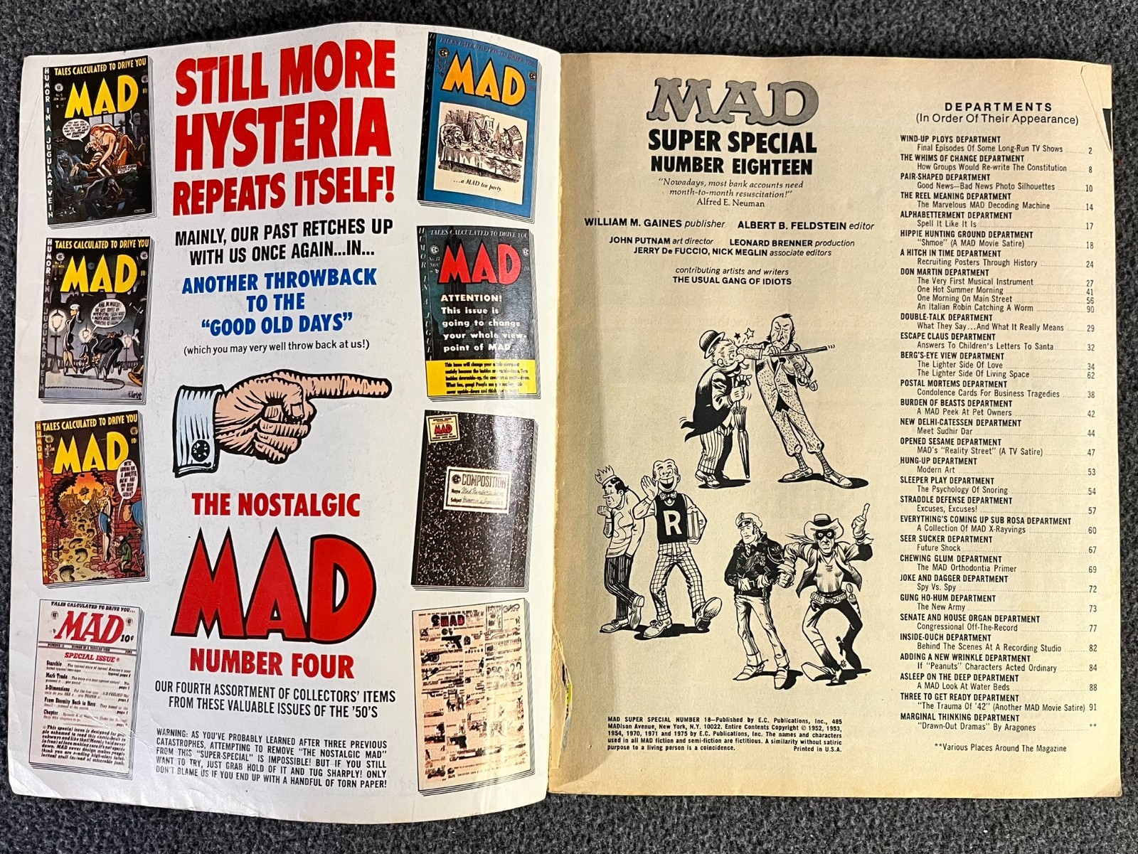 VINTAGE MAD Magazine Super Special Lot 4 Issues 11 16 18 20 Grade VGFN NO INSERT