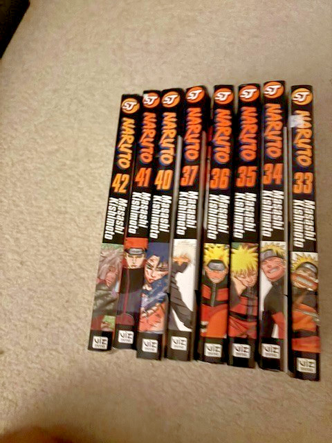 Lot of 8 Naruto Manga Volumes 33-37, 40-42 English First Edition & First Print