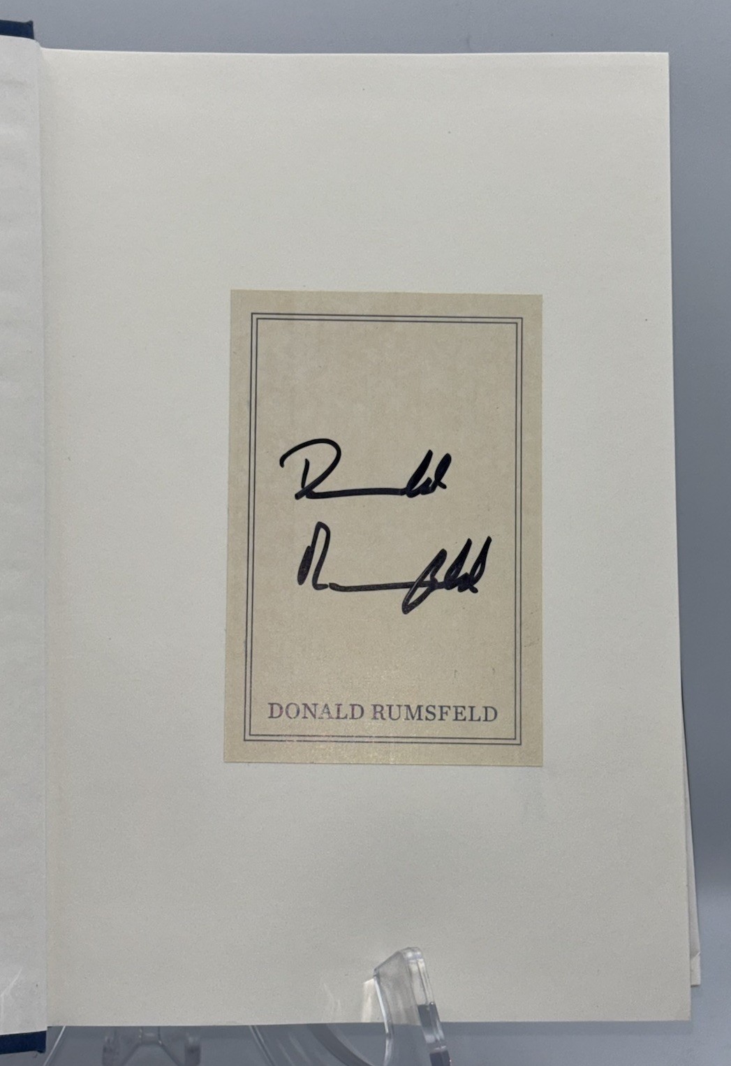 DONALD RUMSFELD SIGNED AUTOGRAPHED KNOWN AND UNKNOWN HC BOOK SHIPS ASAP RARE