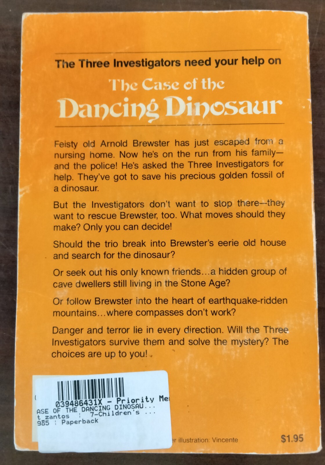 Three Investigators The Case of the Dancing Dinosaur Find Your Fate RH#2 Estes