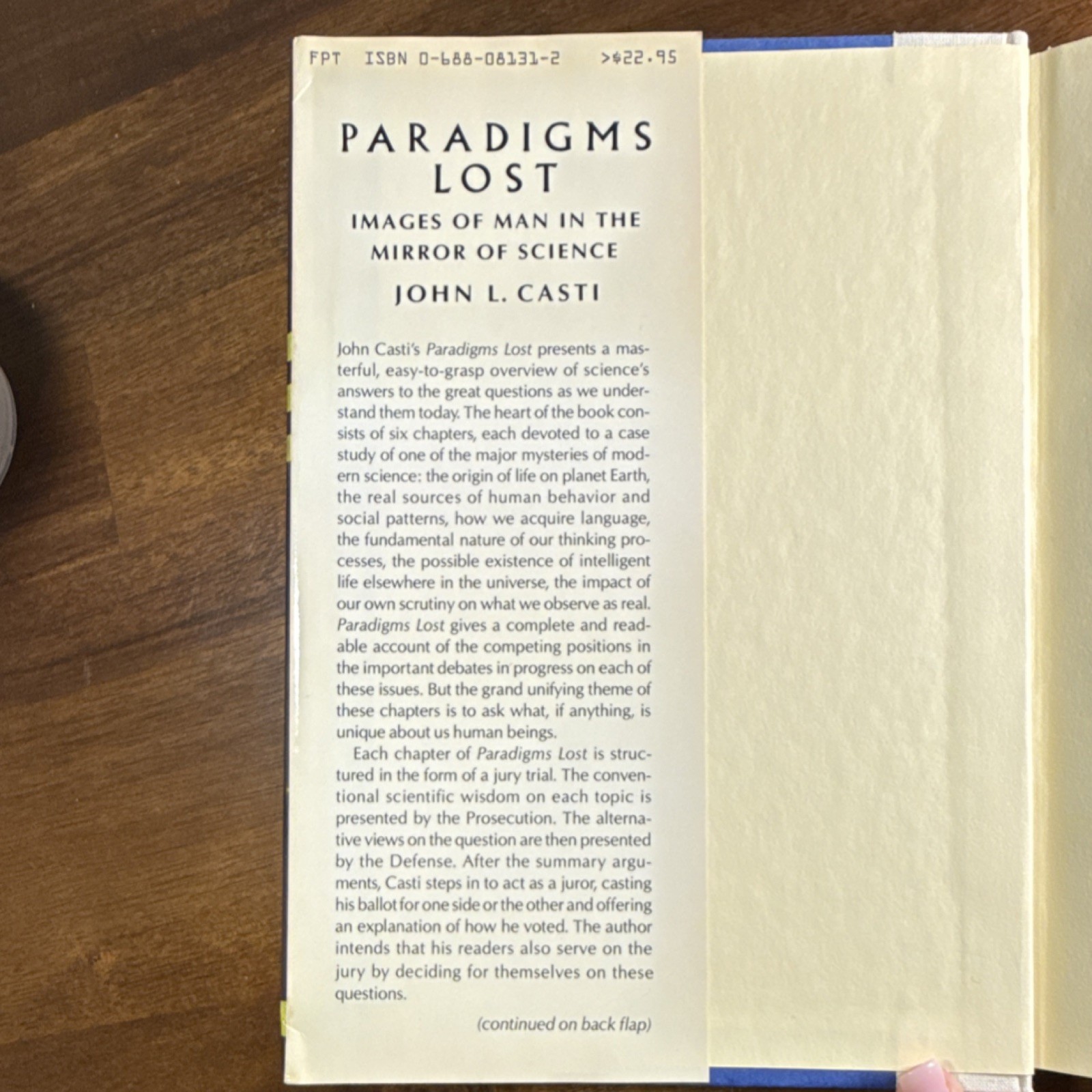 Paradigms Lost by John L. Casti, Hardcover, 1989, First Edition, Dust Jacket