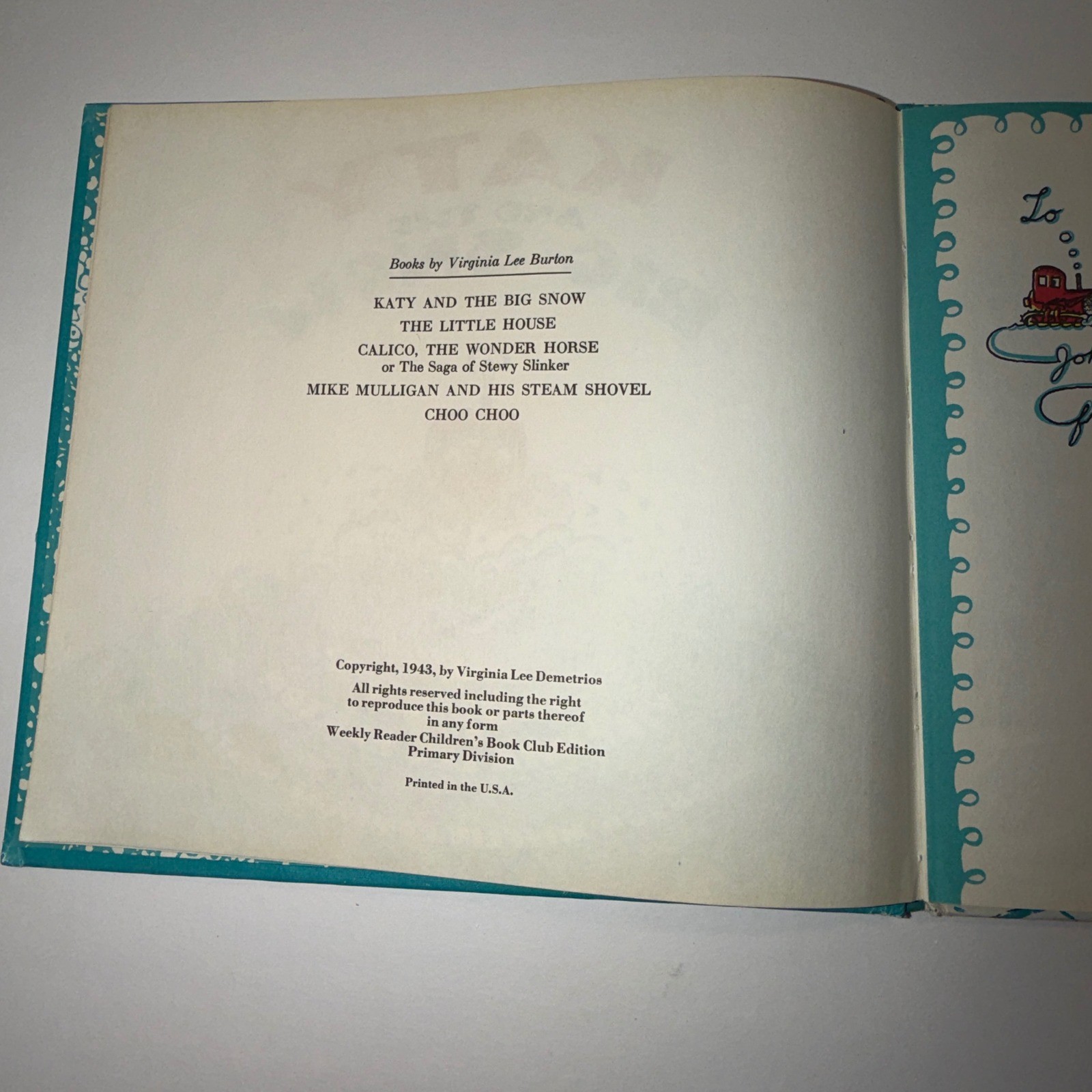 Katy and the Big Snow Vintage 1943 HB Book Virginia Lee Burton Weekly Reader VTG