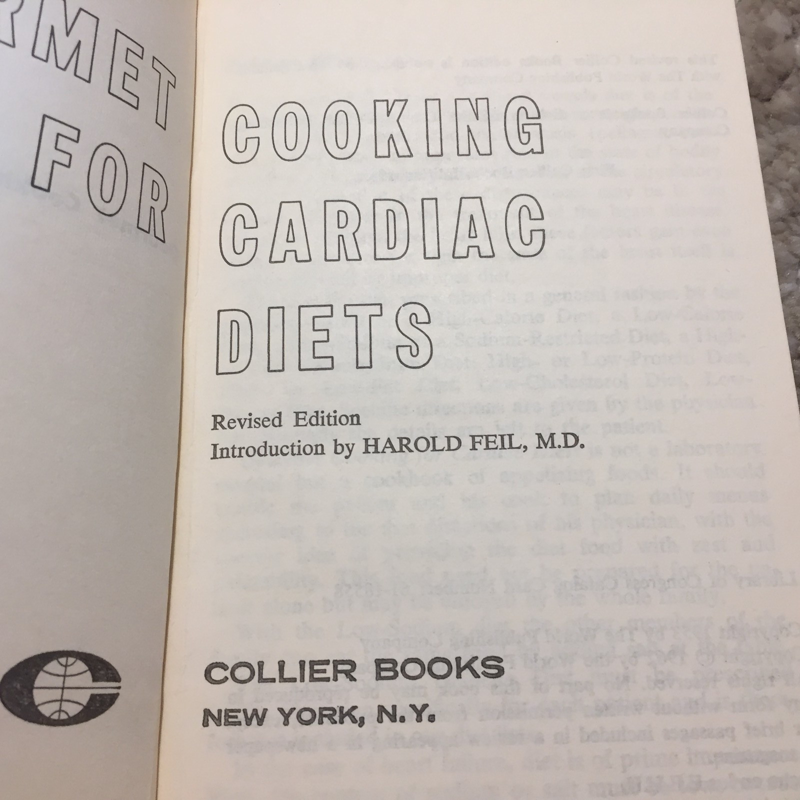 Gourmet Cooking For Cardiac Diets Florence Field 1962 Collier Books Cookbooks