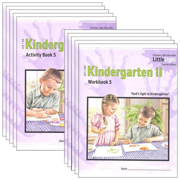 Kindergarten 2 Workbooks & Activity Set Christian Light Education Sunrise CLE