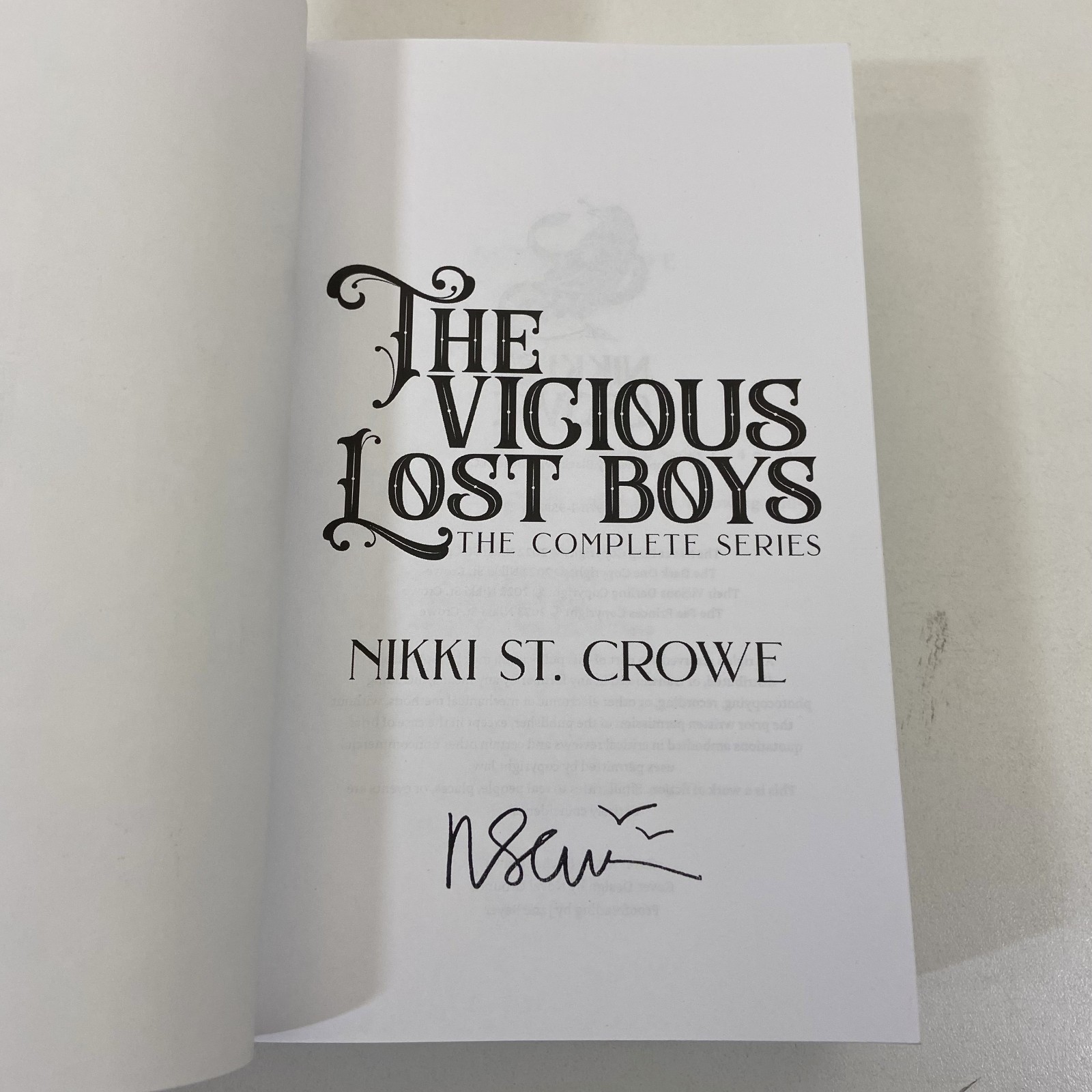 Nikki St Crowe Vicious Lost Boys Complete Series 2024 TPB Novel Blackwell House