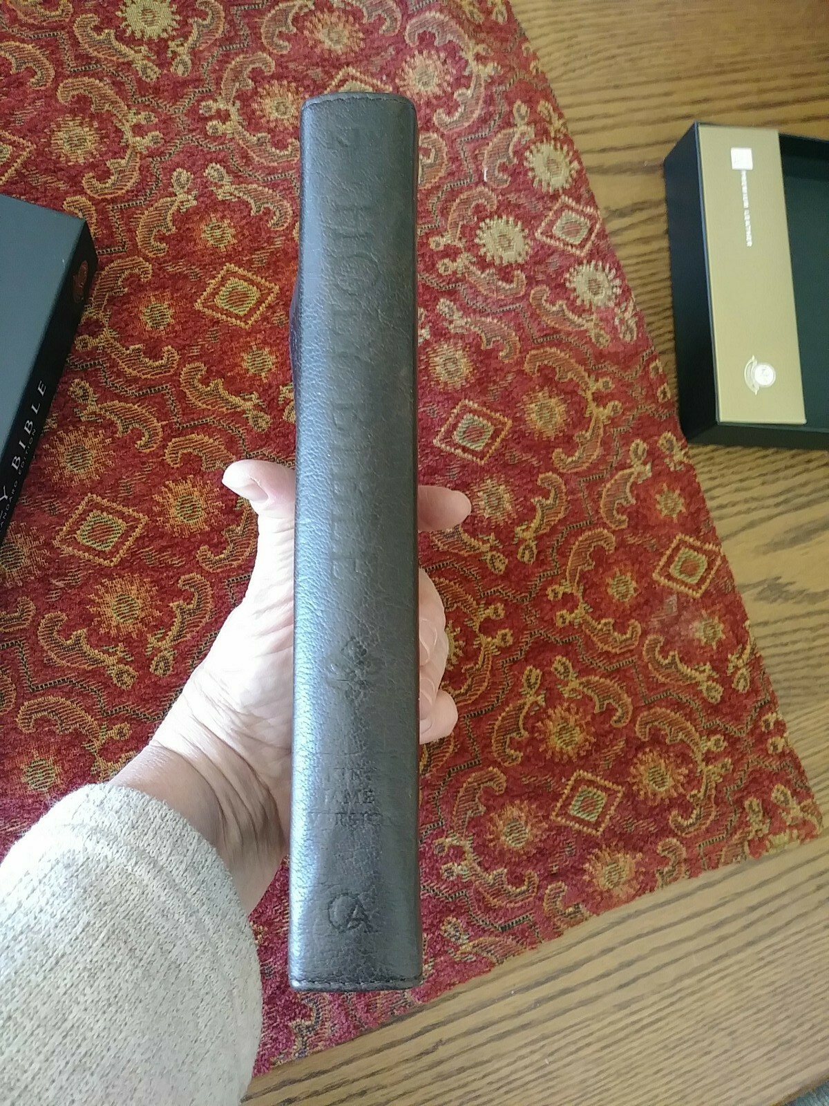 KJV Genuine Buffalo Hide Bible Thinline Thumb Indexed ~ Brown Leather new in box