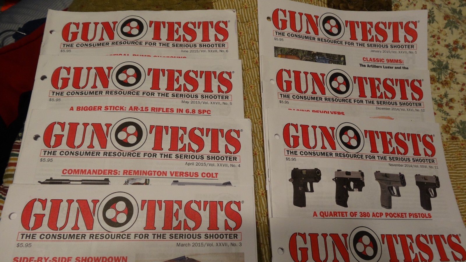 Gun Tests magazine – Lot of 10 – Sept, Nov & Dec 2014 & Jan, Feb, Mar, Apr, May