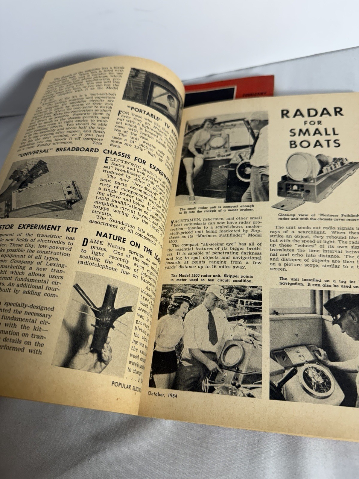 Vtg Popular Electronics Magazine October 1954 1st Issue. Feb 1955 Poor Condition