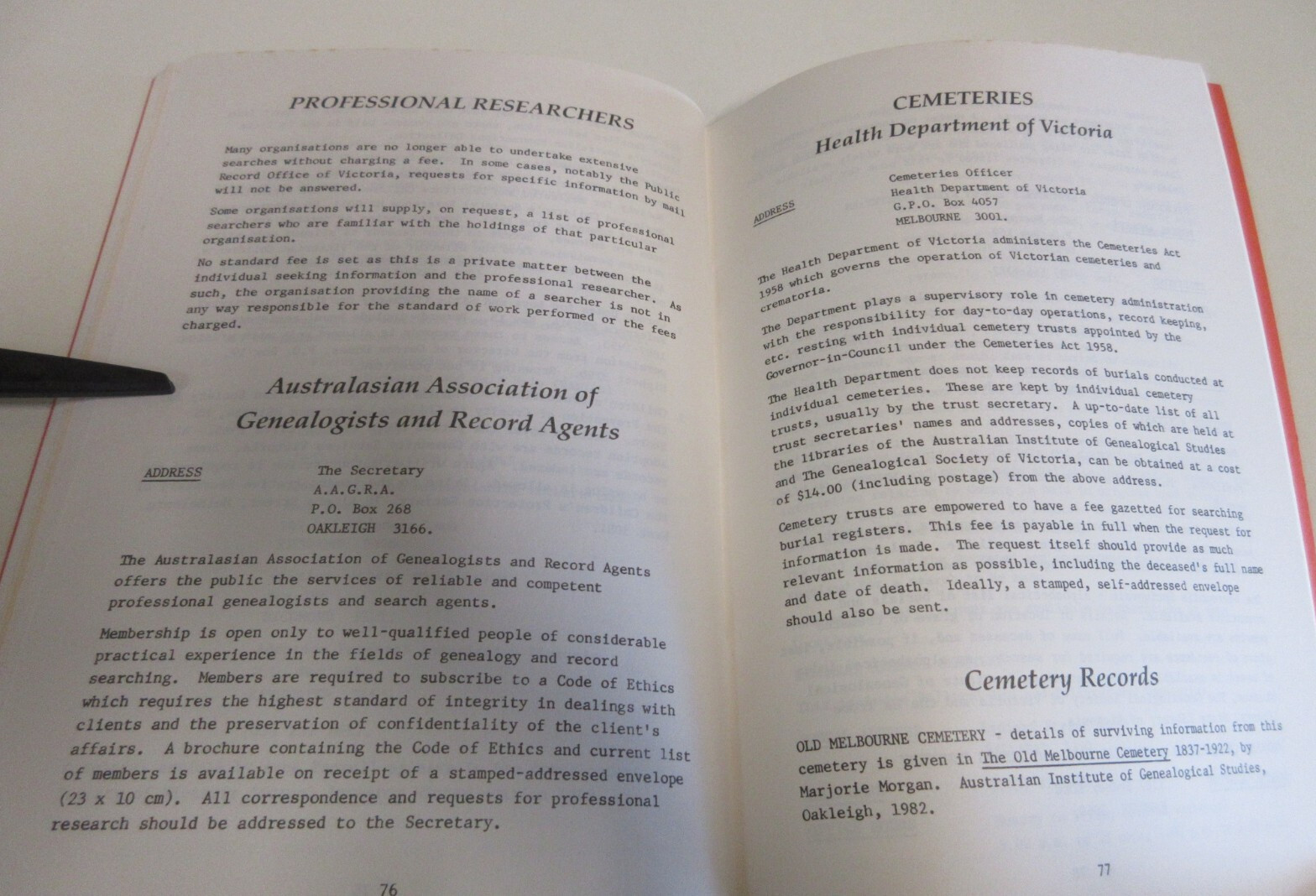 Family and Local History Sources in Victoria – Brown et al. – 106 Pages – 1990