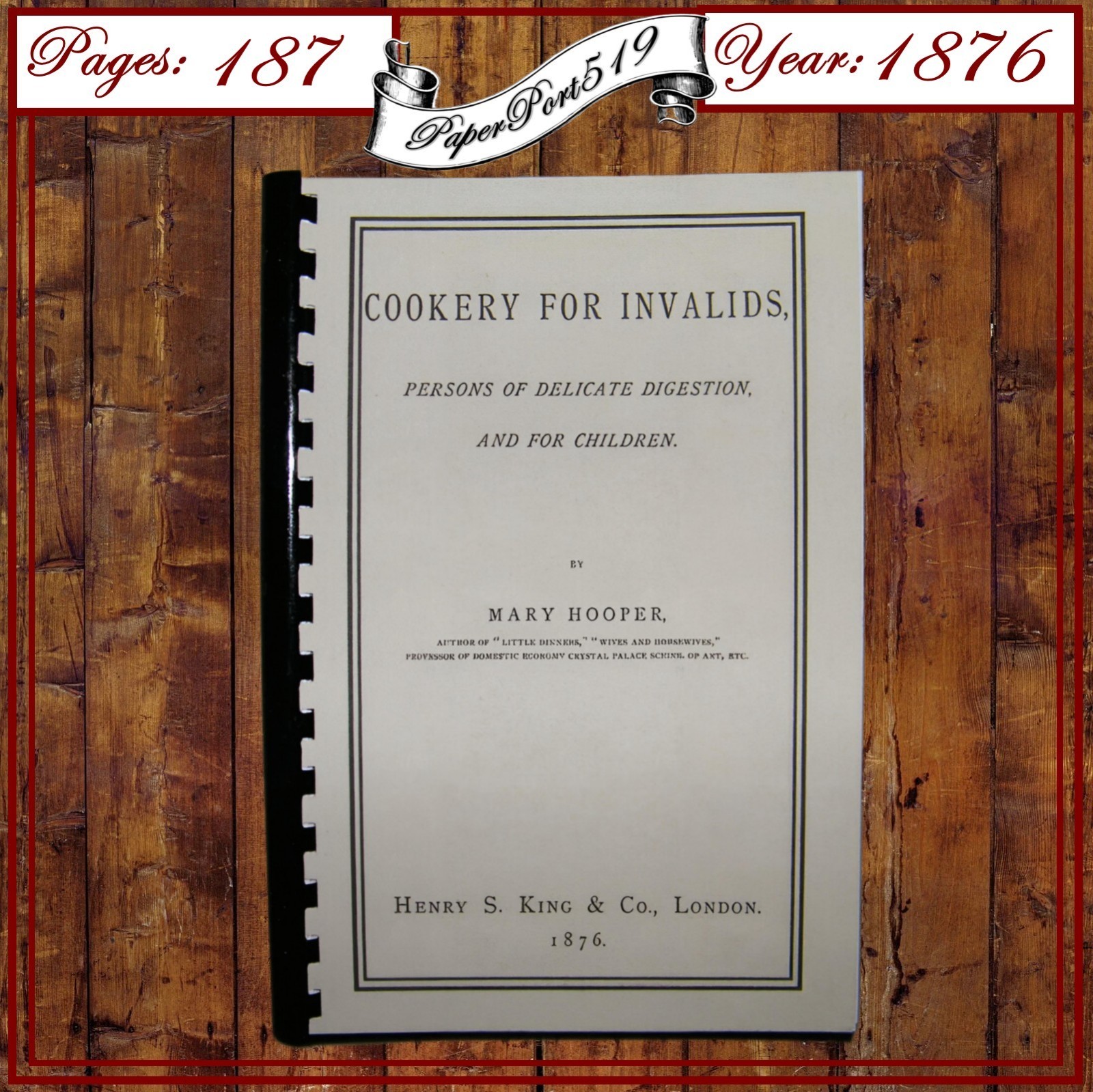 1876 Cookery For Invalids Vintage Cook Book 187 Pages