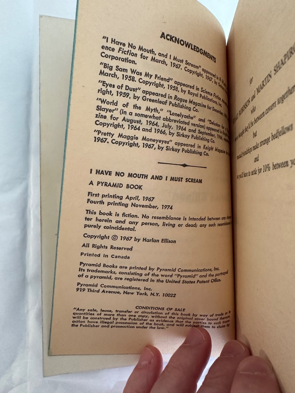 I Have No Mouth & I Must Scream Harlan Ellison 1974 Pyramid Paperback, Beautiful