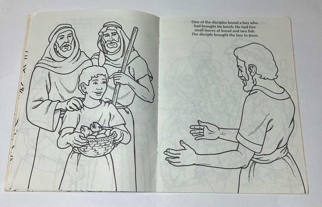 Vintage Life of Jesus Bible Story Coloring Book Warner Press 1988