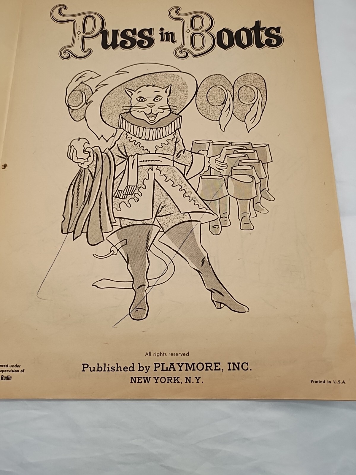 *16 Pages Used*1970s Puss In Boots Giant Coloring Book