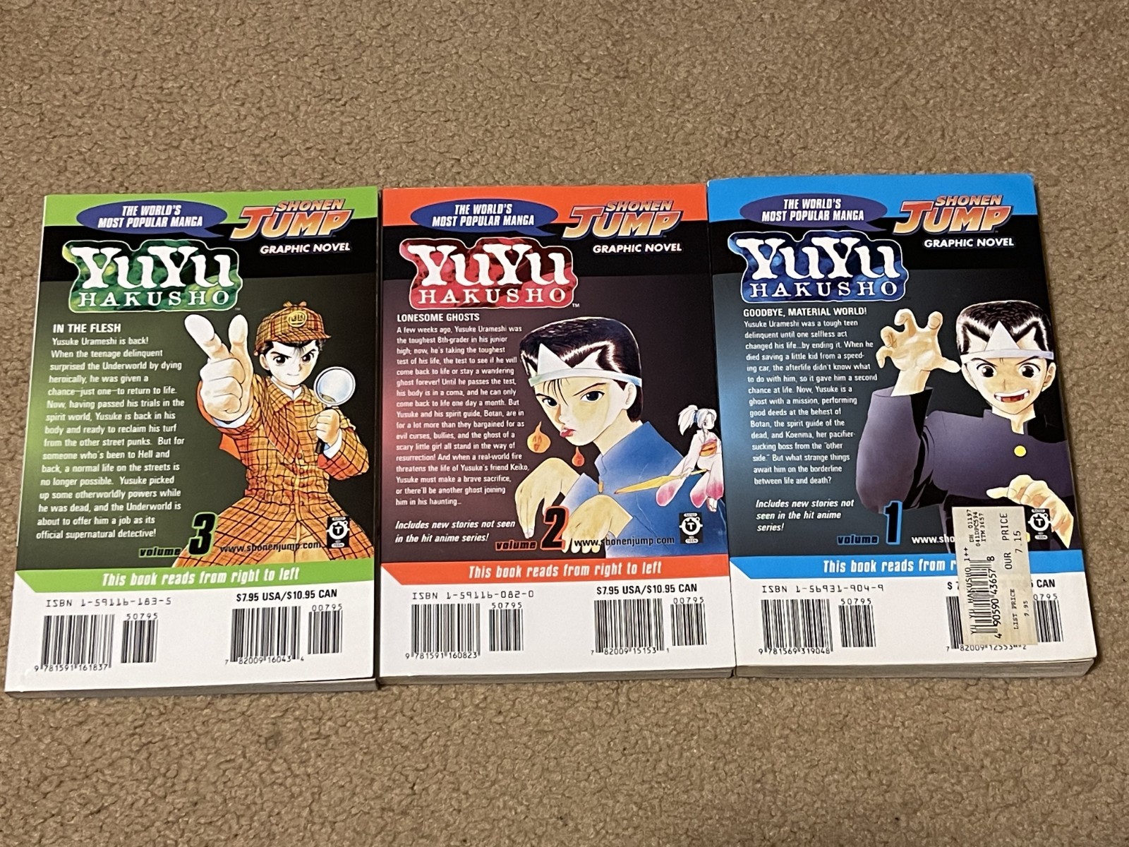 YUYU HAKUSHO Manga Vol 1 2 3 Shonen Jump ENGLISH By Yoshihiro Togashi, 2004