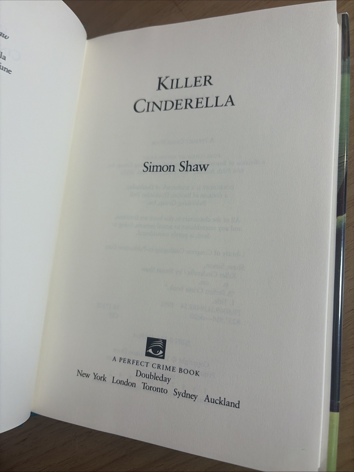 KILLER CINDERELLA Simon Shaw 1992 1st Edition 1st Printing HCDJ ~ AS NEW