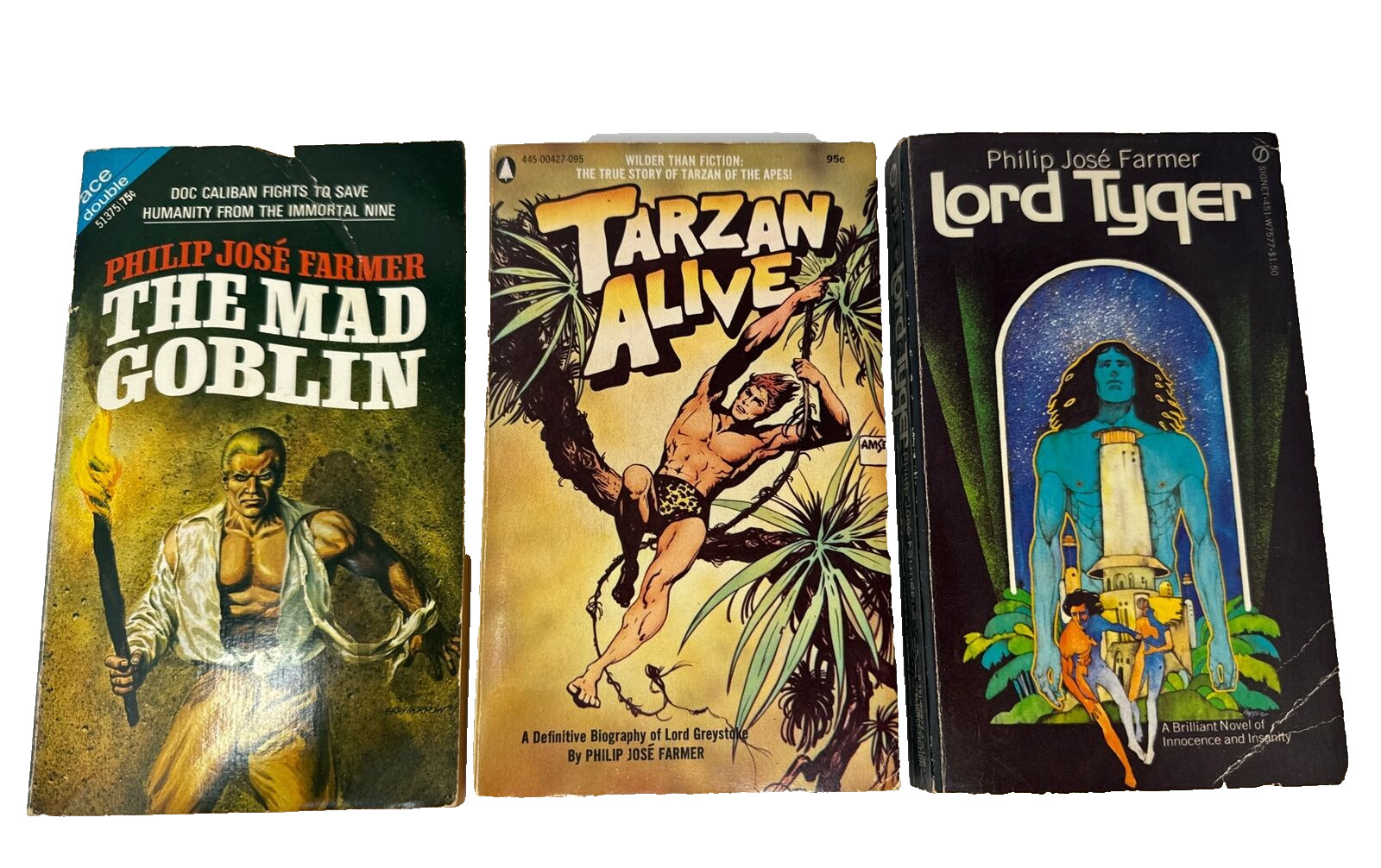 LOT OF 3 Philip Jose Farmer The Mad Goblin/Lord of the Trees Lord Tyger Tarzan