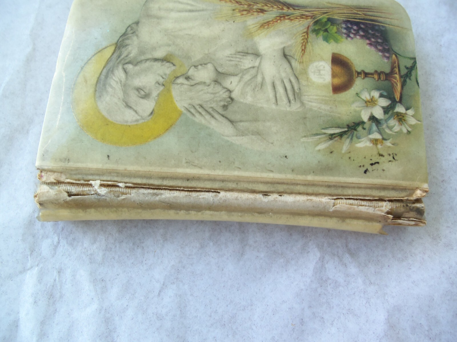 Vtg Little Key of Heaven Prayer book 1937! CELLUOID COVER! CRUCIFIX! GILDED