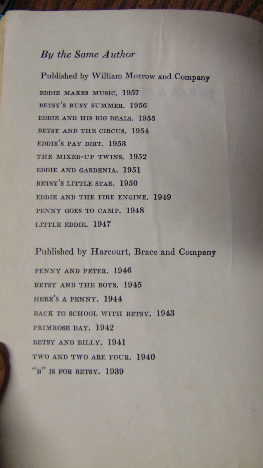 Here’s A Penny by Carolyn Haywood 1944 Harcourt Brace Company Children’s Book