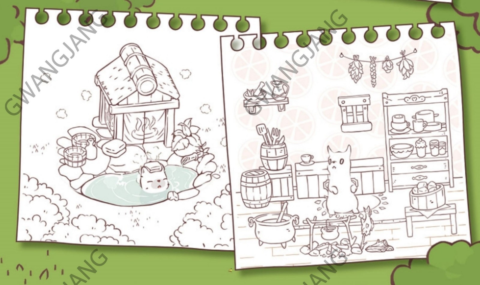 Cats and Soup Coloring Book 56 Pages 9Ⅹ9″ Paper Korea Game Kpop Epic Hot